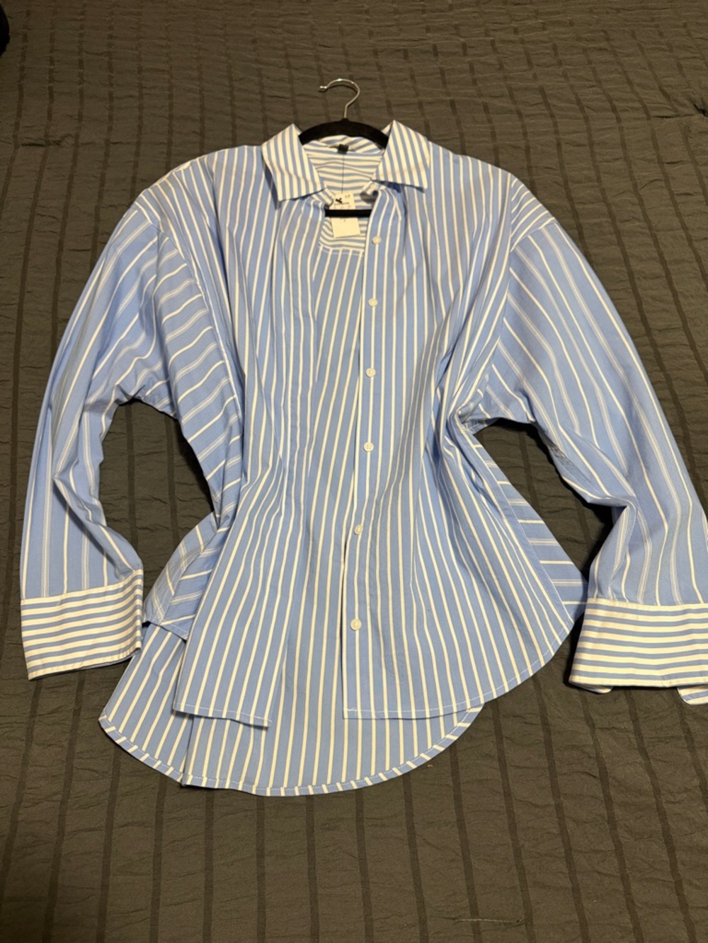 Express Blue and White Striped Button-Down Shirt